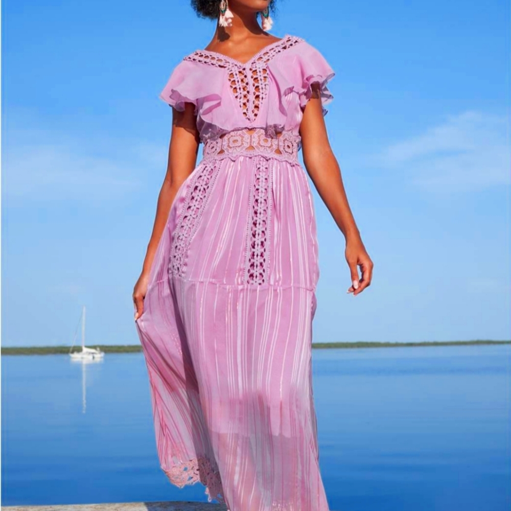 Plus Size Crochet Detail Maxi Dress